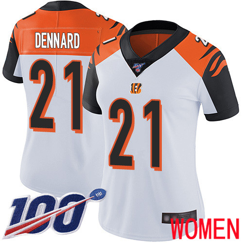 Cincinnati Bengals Limited White Women Darqueze Dennard Road Jersey NFL Footballl #21 100th Season Vapor Untouchable->women nfl jersey->Women Jersey